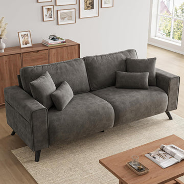 85" Modern Loveseat Sofa , Oversized Loveseat Couch with Deep Seat, Dark Grey Chenille 2 Seater Sofas