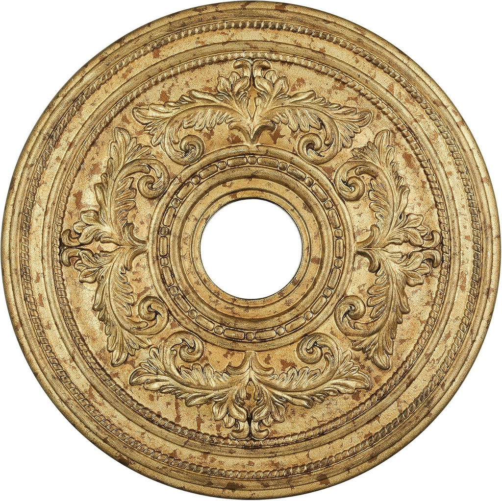 Ceiling Medallion, Hand Applied Vintage Gold Leaf with Gilded Accents, 22.k"Dx1.5"H