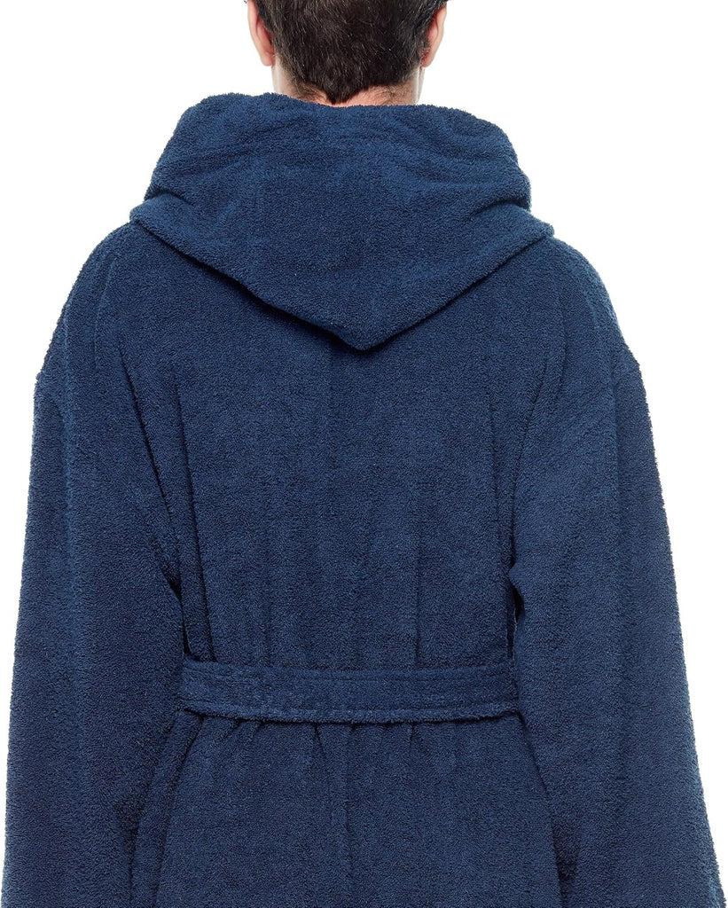 Men's Hooded Classic Bathrobe Turkish Cotton Robe with Full Length Options