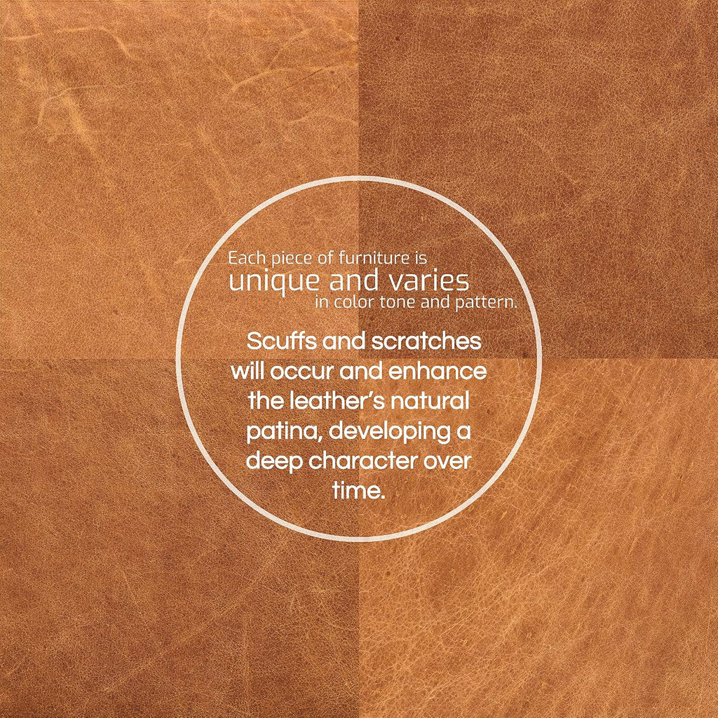 Turin Ottoman in Full-Grain Pure-Aniline Dyed Italian Tanned Leather in Cognac Tan