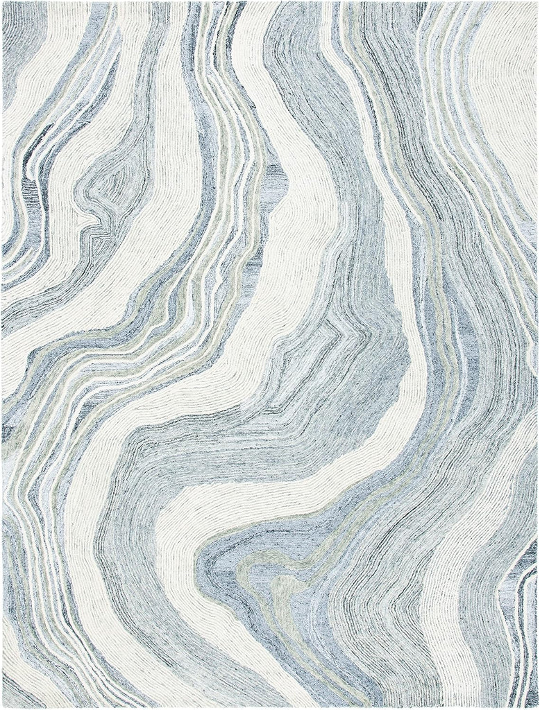 Fifth Avenue Area Rug - 10' x 14', Grey & Ivory, Handmade Mid-Century Modern Abstract New Zealand Wool