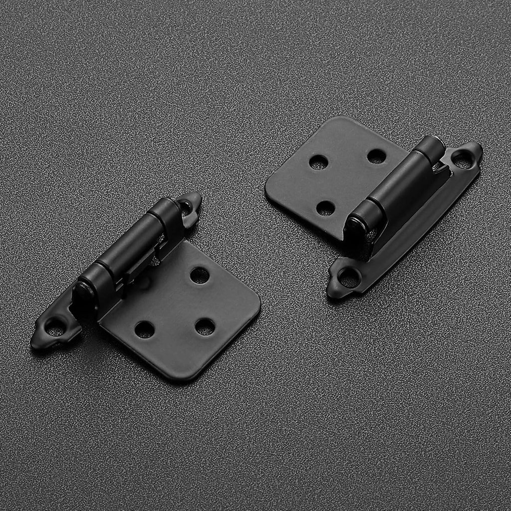 50 Pack 25 Pairs 1/2" Overlay Cabinet Door Hinges Kitchen Black Semi-Concealed Hinges Face Mount Self-Closing Cabinet