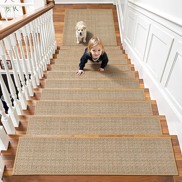 Chenille Non Slip 15pcs Stair Runner for Wooden Steps Rubber Backing Stairs Carpet Treads Indoor Staircase Covers Mat