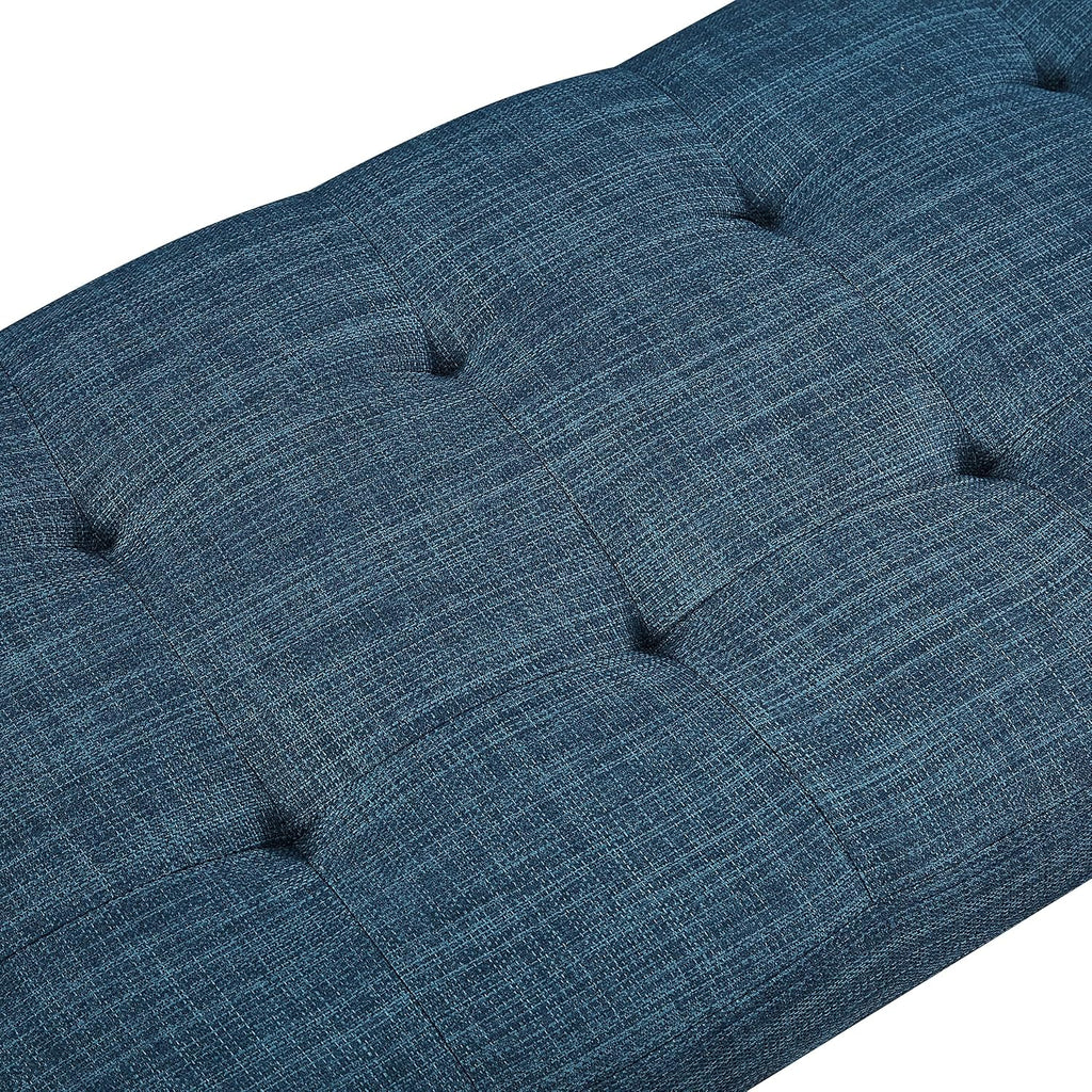 Modern Haraden Upholstered Button-Tufted Bench, Blue, 16 x 44 x 17 in