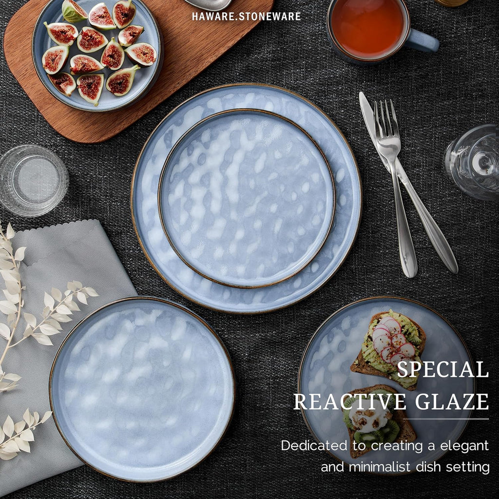 Dinnerware Sets, 12-Piece Plates and Bowls Set, Stoneware Dish Set for 4, Ceramic DinnerwareRestaurant