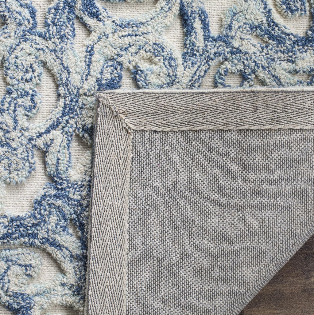 Trace Area Rug - 9' x 12', Blue & Ivory, Handmade Wool