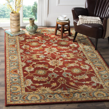 Heritage Collection Area Rug, Red & Blue, Handmade Traditional Oriental Wool, Ideal for High Traffic Areas