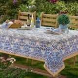 Rectangle Fabric Tablecloth, 60 x 84 Inch, Allure Yellow and Blue Floral Bordered Print, Indoor Outd