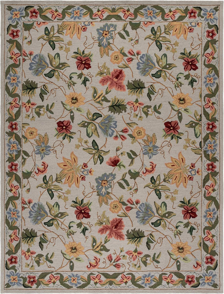 Chelsea Area Rug - 10' x 14', Grey, Handmade Wool, French Country Floral Design
