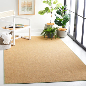 X Area Rug Collection - 6' x 9', Natural & Green, Sisal & Jute, Farmhouse Style, Ideal , Dining Space (MSR9501E)