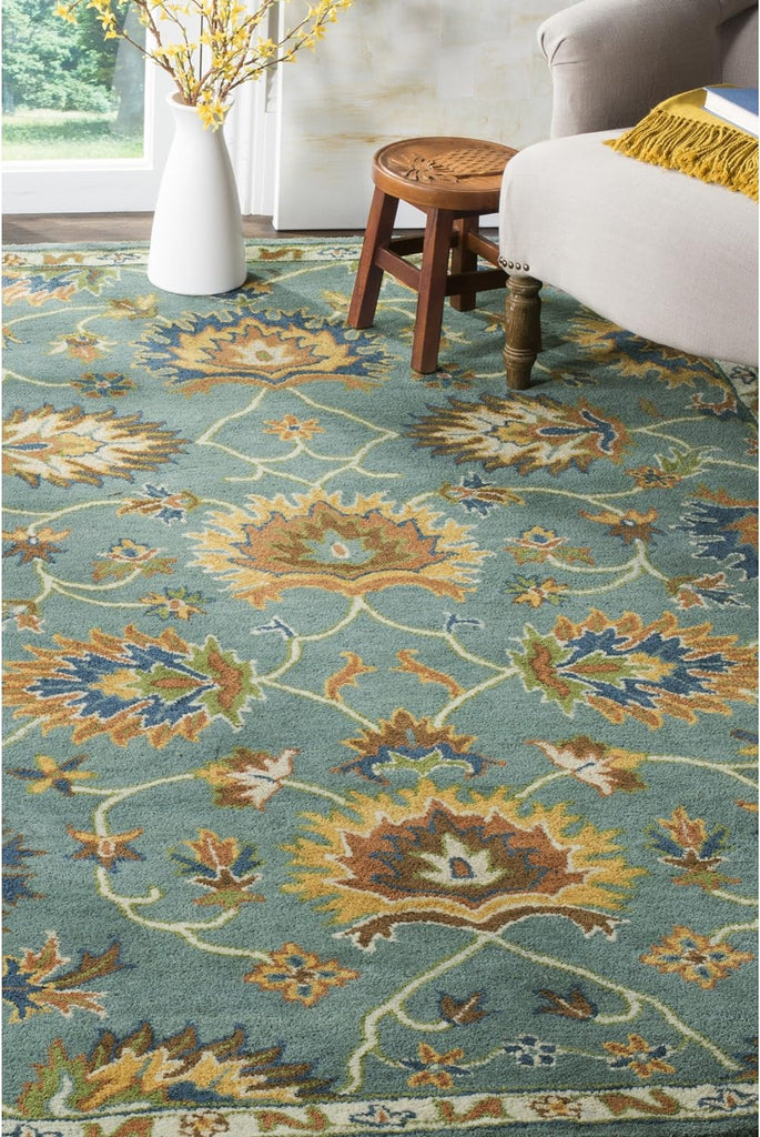 Area Rug 8x10 - Heritage - Large - Light Blue, Handmade Wool, Traditional Oriental Design