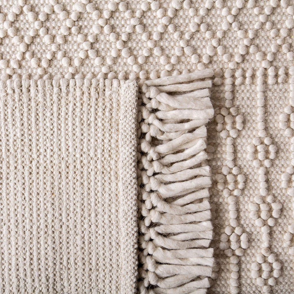 Natura Area Rug - 9' x 12', Ivory, Handmade Moroccan Boho Wool Fringe