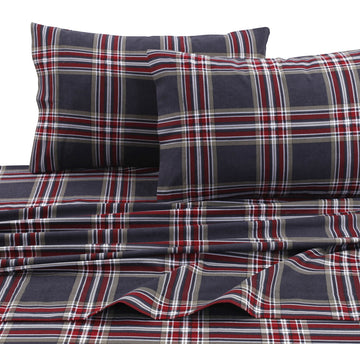 Cal King Cotton Flannel Sheet Set, Heritage Plaid