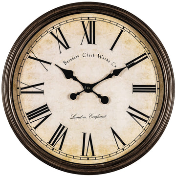 Large Decorative Wall Clock 20 Inch Silent Non Ticking Battery Operated Quartz Vintage Stylish with Rustic Dark Brown