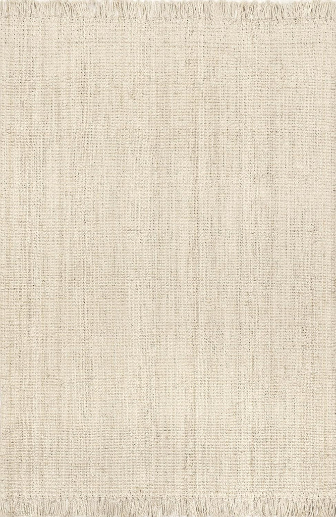 9x12 Daniela Jute Tassel Hand Woven Area Rug, Off White, Solid Chunky Farmhouse Design, Natural Fiber