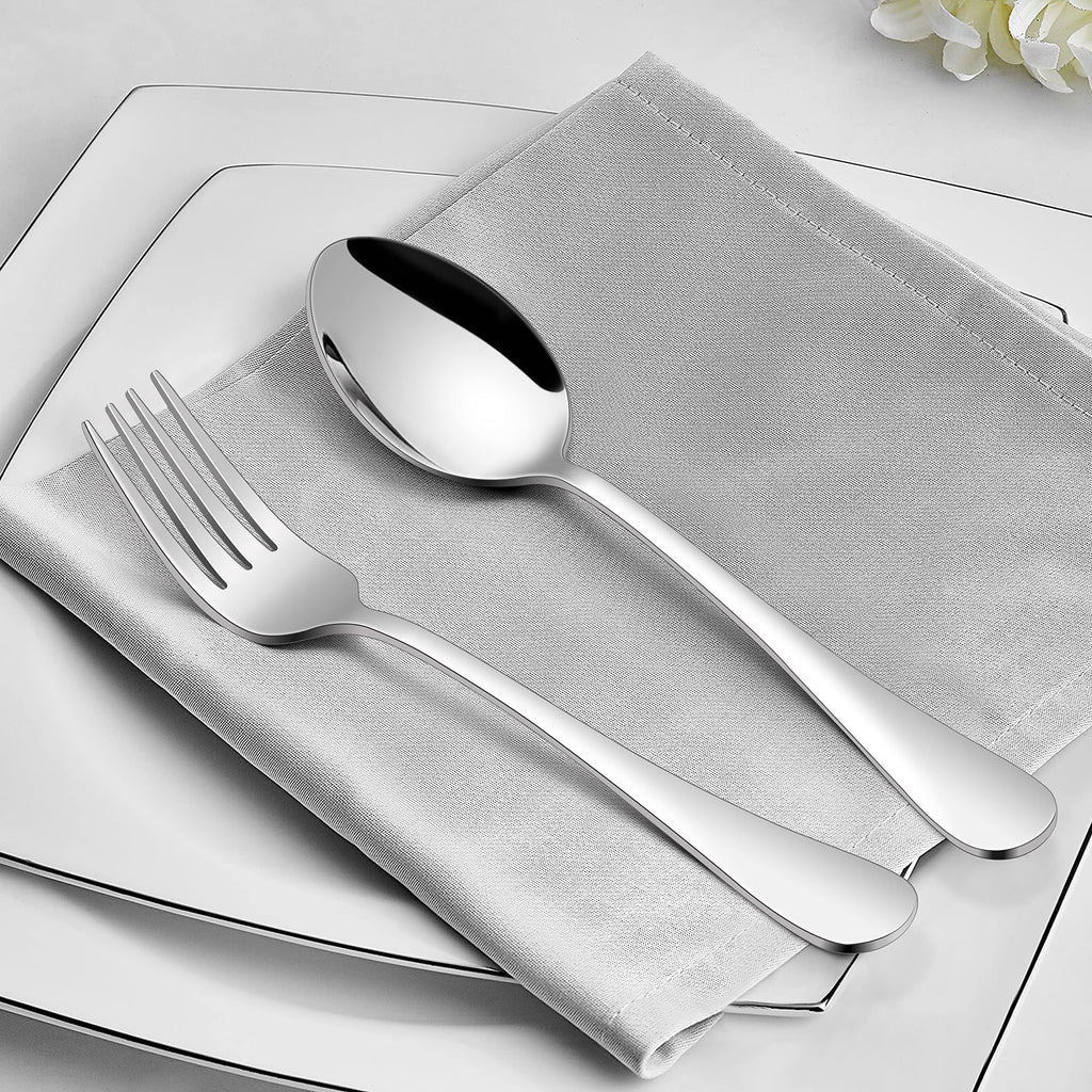 24-piece Forks and Spoons Set, Serving Silverware Set
