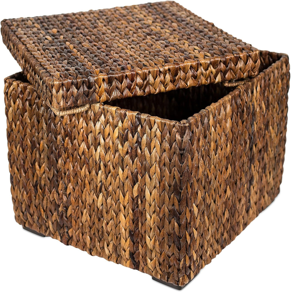 Woven Storage Cube - Abaca Seagrass Decorative Ottoman - Living Room Side Table - Store Blankets Pillows Magazines