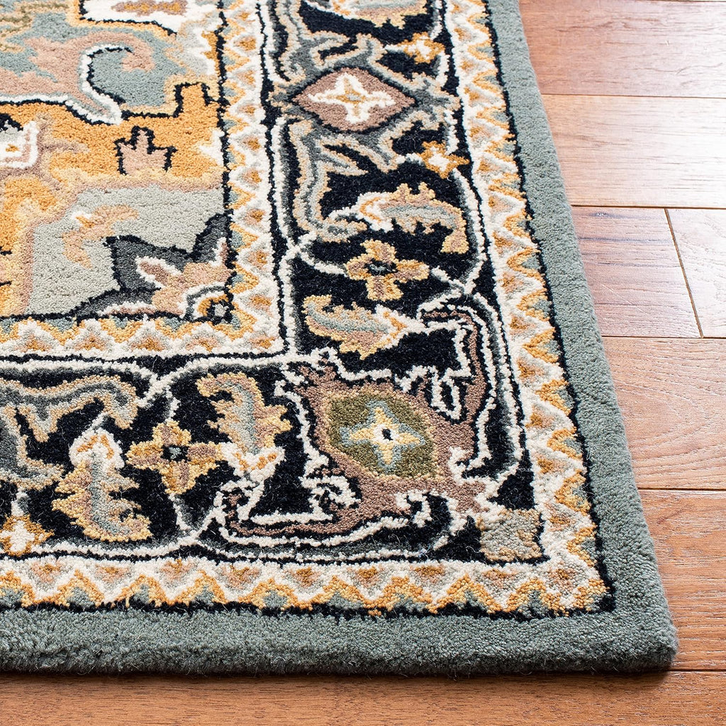 Area Rug 9x12 - Heritage - Large - Grey & Green, Handmade Wool, Traditional Oriental Medallion Design