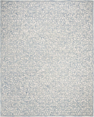 X Area Rug Collection - 9' x 12', Blue & Ivory, Handmade Wool, Ideal, Dining Space (MSR3513B)