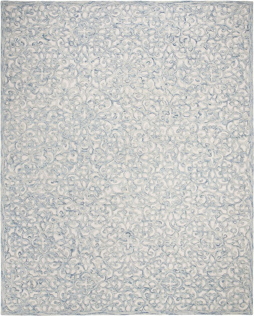 Trace Area Rug - 10' x 14', Blue & Ivory, Handmade Wool