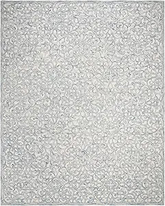 X Area Rug Collection - 9' x 12', Blue & Ivory, Handmade Wool, Ideal, Dining Space (MSR3513B)