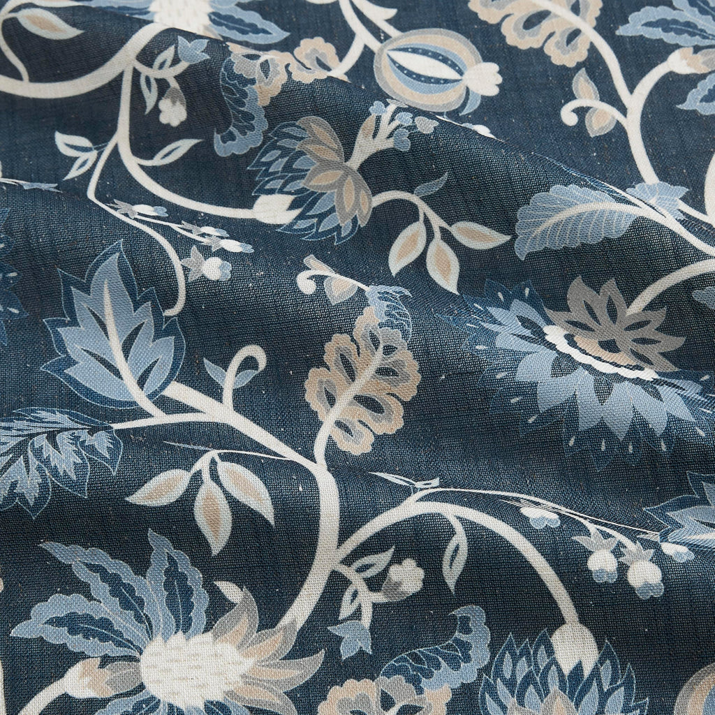 Navy Floral Pinch Pleat Light Filtering Curtains 95 inch Length