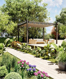 10x13 ft Aluminum Pergola, Outdoor Metal Pergola with Adjustable Canopy
