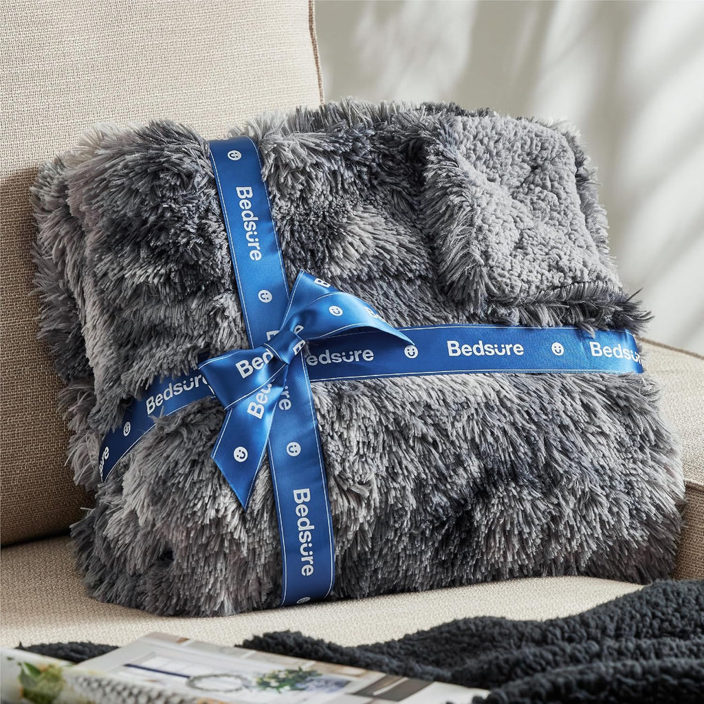 GentleSoft Fluffy Fuzzy Faux Fur Throw Blanket, Soft Fleece Cozy Gifts for Women, Plush Bed Blanket Room Decor for
