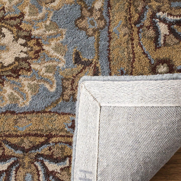 Heritage X-Large Area Rug - 12' x 15', Blue & Gold, Handmade Traditional Oriental Wool