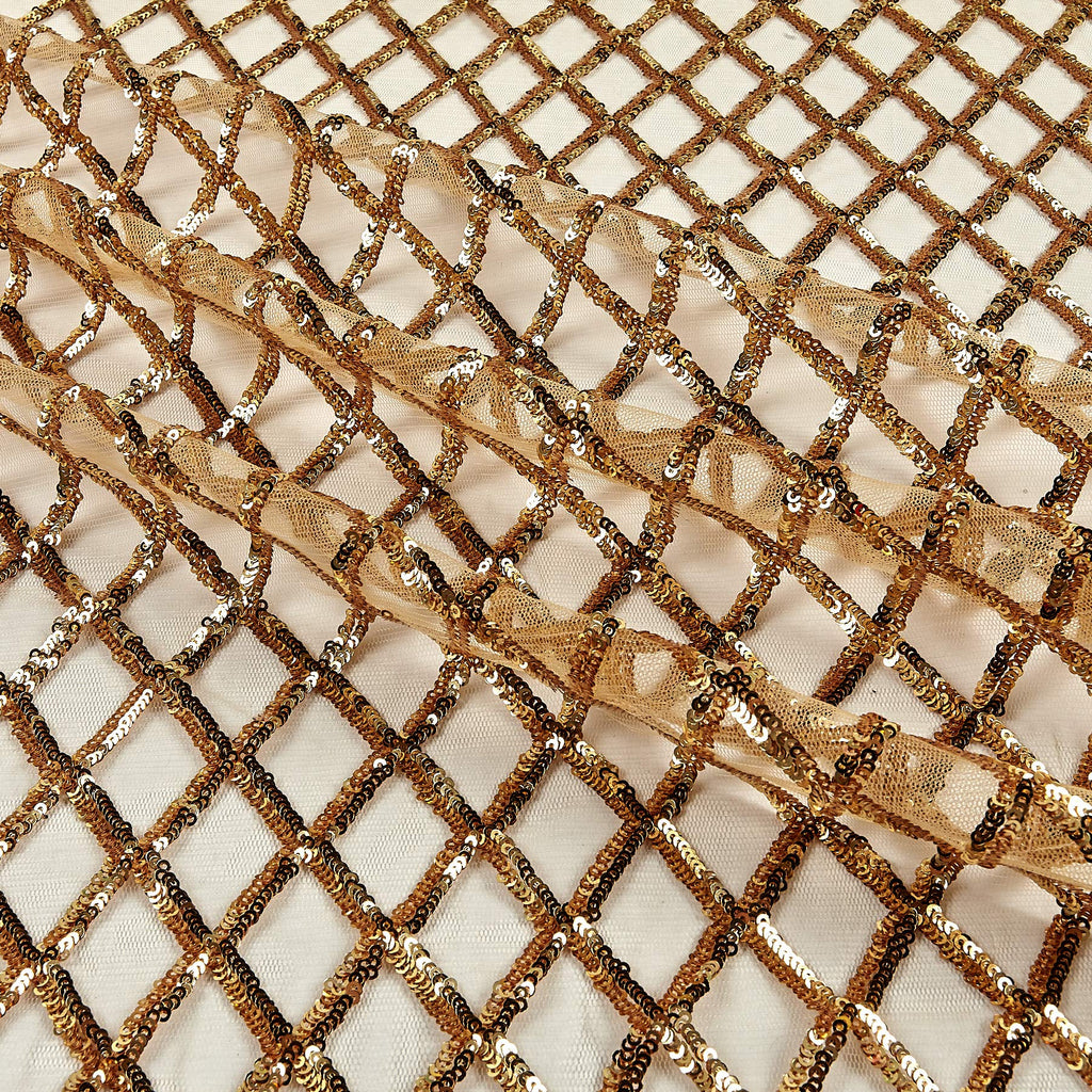 Luxury Sequin Glitz Mesh Gold, Fabric by the Yard