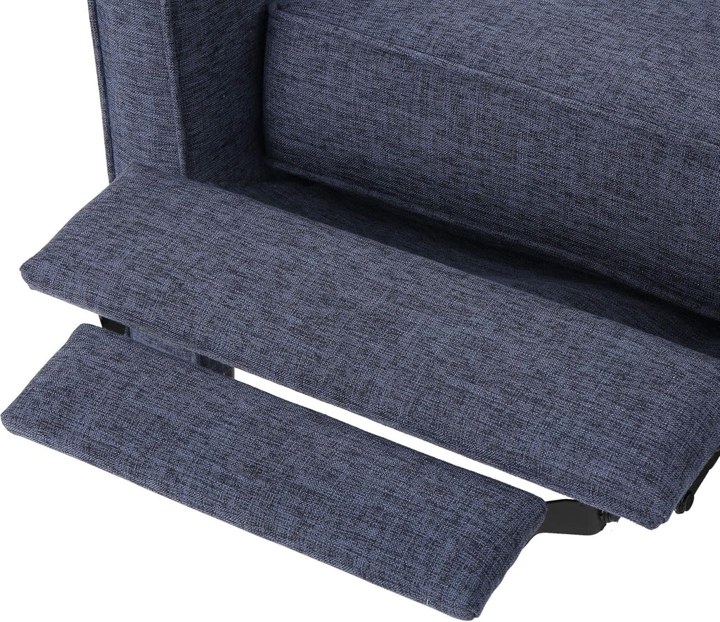 Mervynn Mid-Century Modern Fabric Recliner, Dark Blue