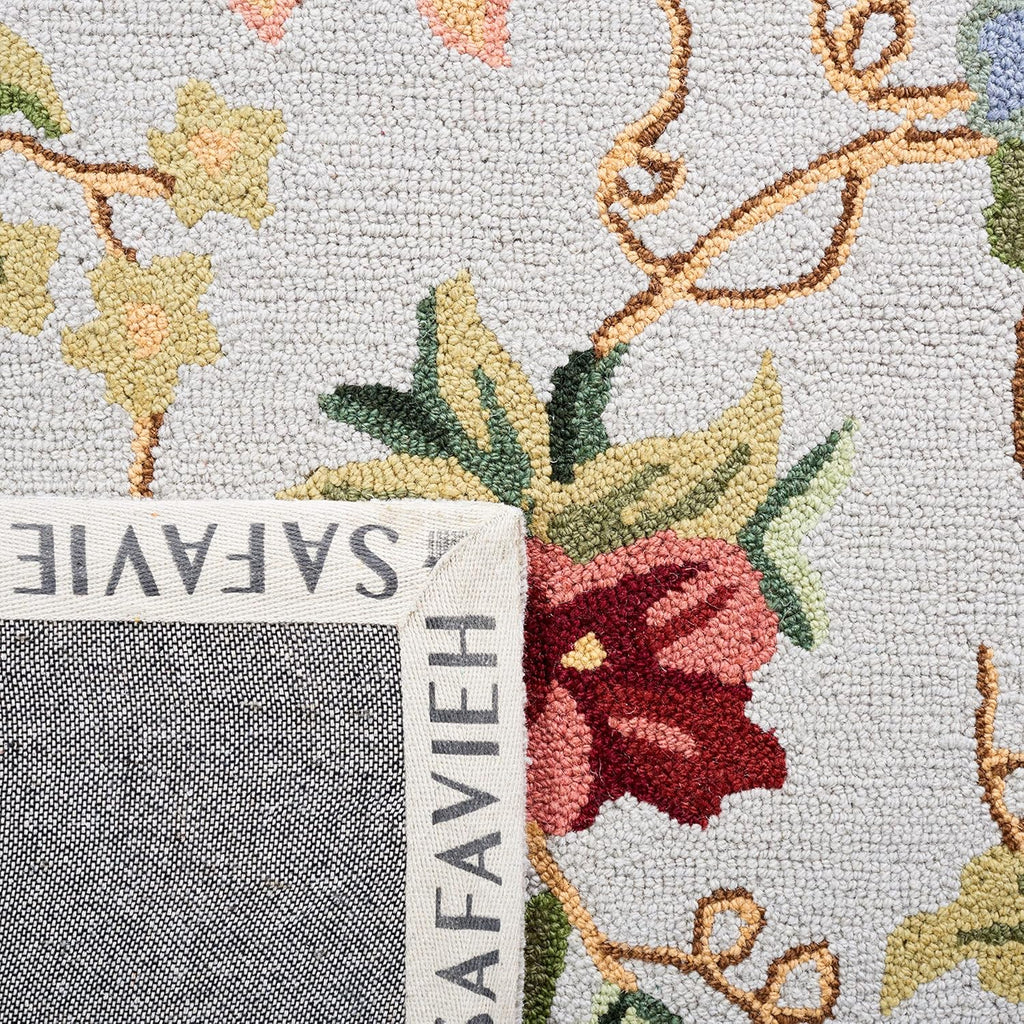 Chelsea Area Rug - 9' x 12', Grey, Hand-Hooked French Country Floral Wool
