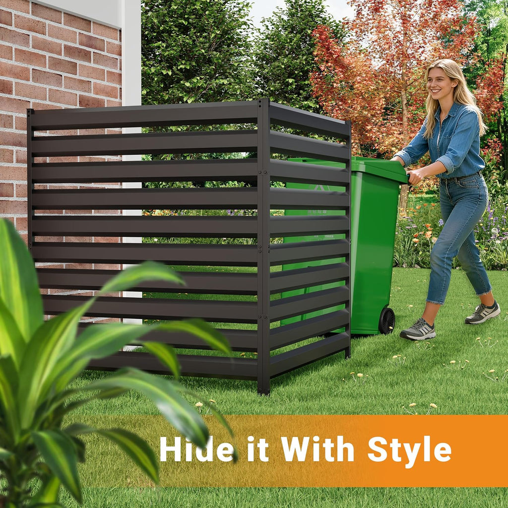 42" H x 38" W Metal Air Conditioner Fence, No Dig Outdoor Privacy Screen, Trash Can Hider, Pool Equipment Enclosure