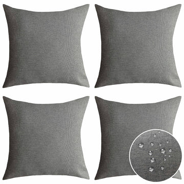 Outdoor Pillow Covers 16x16 Waterproof Linen Pillow Covers Boho Throw Pillows Covers Sofa Girls Babies, 4 Pieces