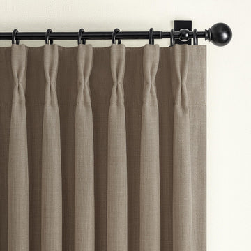 Linen Blackout Extra Short Kitchen Curtains 45 Inch Length, Memory Trained Pinch Pleated Thermal Small Cafe Curtain
