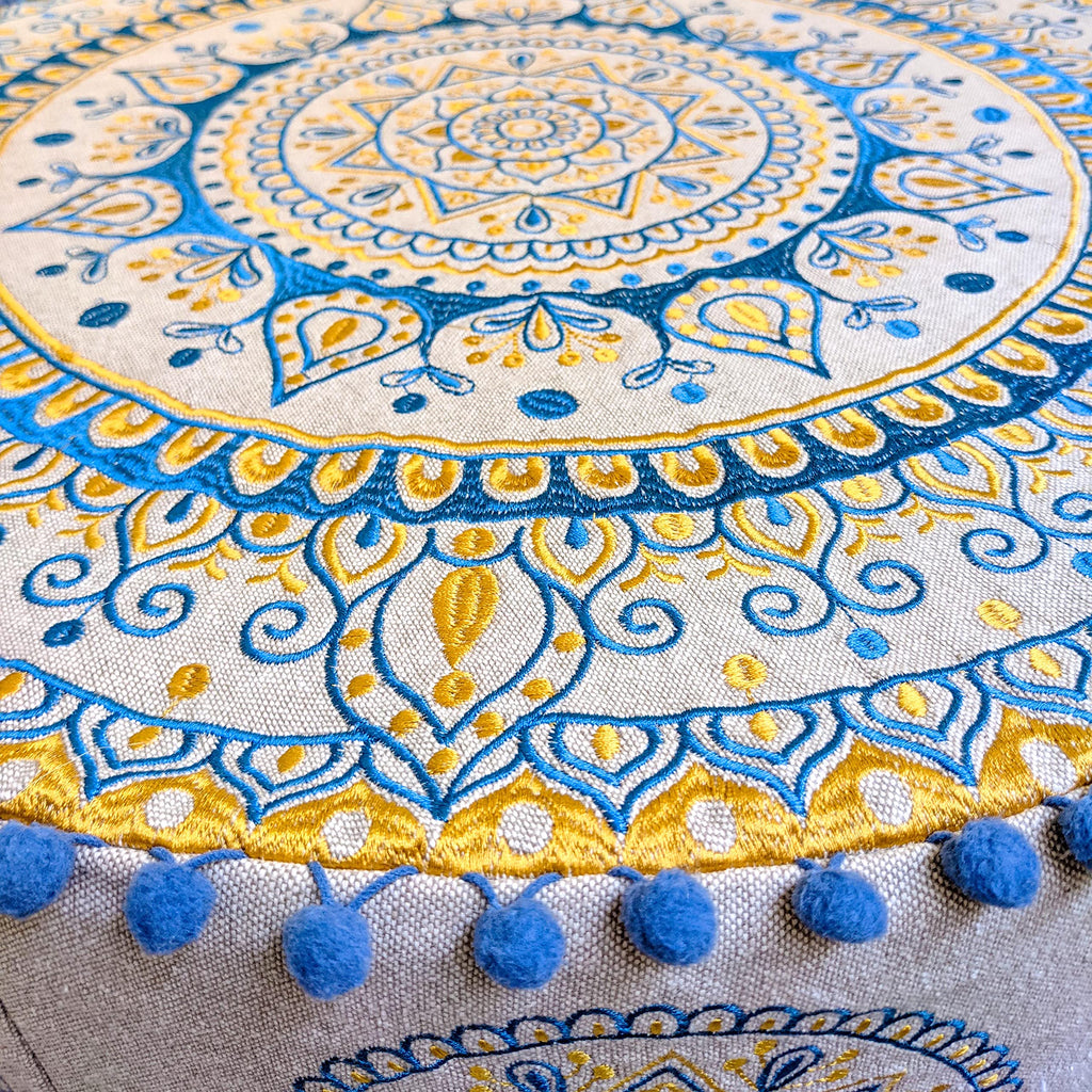 Boho Floor Pillow Cover Round Moroccan Large Pouf Ottoman Room Décor Cushion for Meditation Yoga and Boho Chic