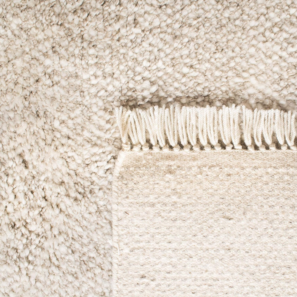 Casablanca Area Rug - 9' x 12', Beige, Hand-Knotted Wool Tassel Fringe, 0.8-inch Thick