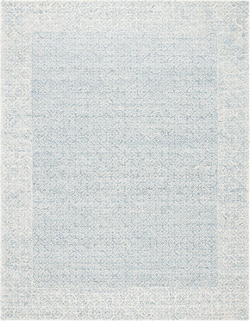 Area Rug 8x10 - Abstract - Large - Blue & Ivory, Handmade Wool