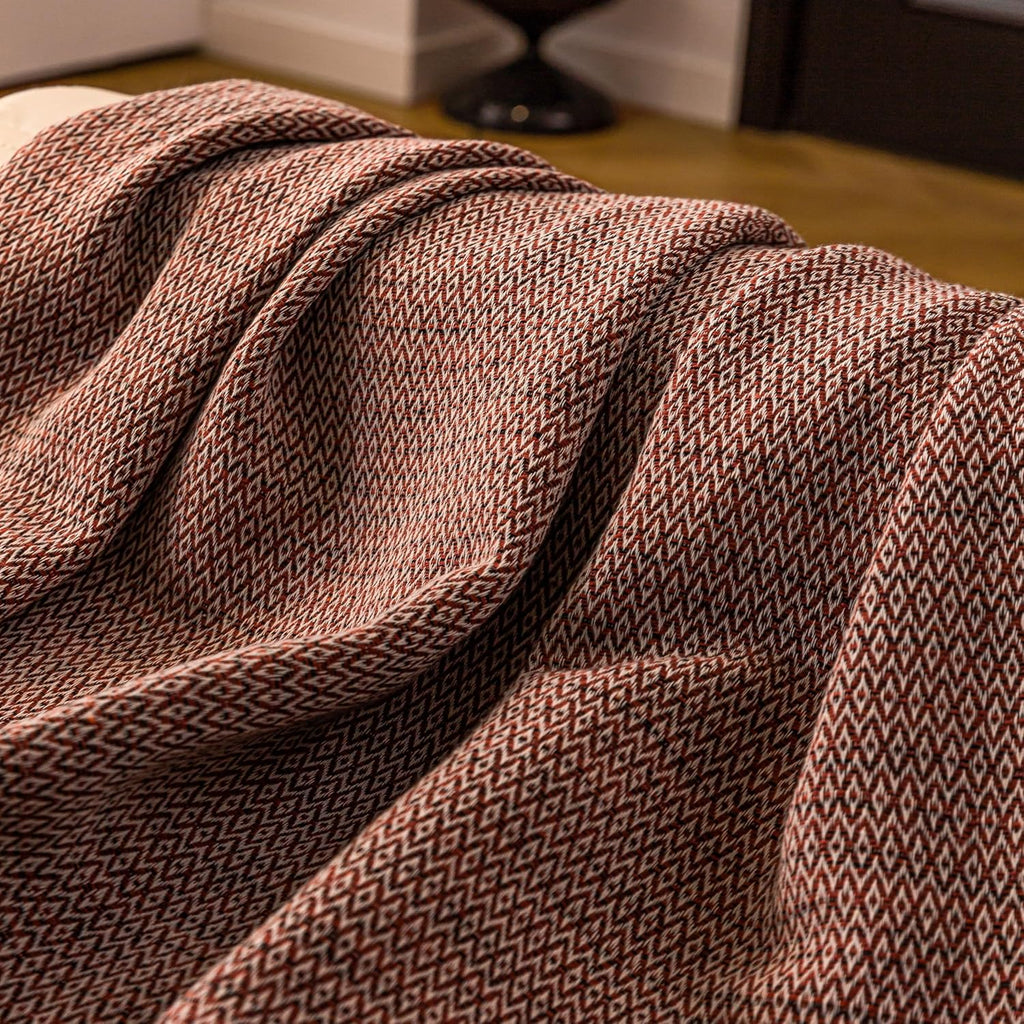 Premium Cotton Boho Blanket |50”x60”| Burnt Orange Fall Throw Blankets