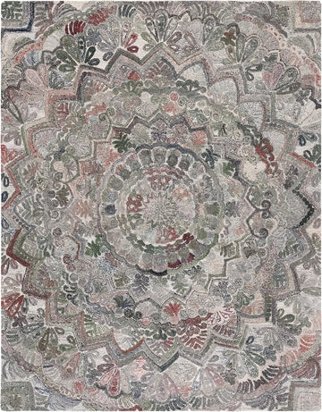 Marquee Collection Area Rug - 10' x 14', Grey & Multi, Handmade Mandala Medallion Wool, Ideal for High Traffic Areas