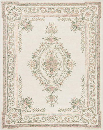 Area Rug - Micro-Loop Collection - Large - Ivory & Fuchsia, Handmade Wool, Ideal, Dining Space (MLP902R)