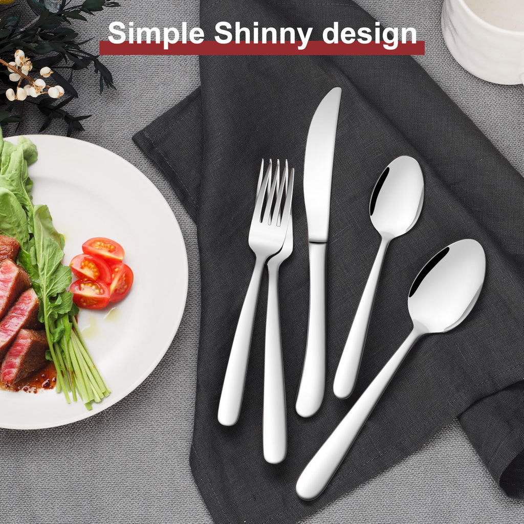 Heavy Duty Silverware Set for 4, 20-Piece Stainless Steel Flatware