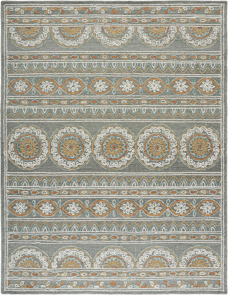 Blossom 10' x 14' Grey/Ivory Handmade Premium Wool Dining Area Rug