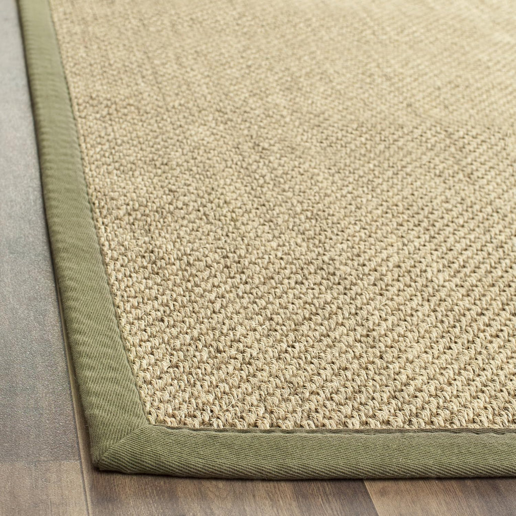 Area Rug 8x10 - Natural Fiber Collection - Large - Natural & Green, Sisal, Woven Design with Border (NF443C)