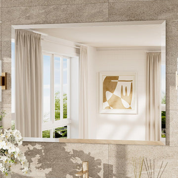40X30 Frameless Mirror Bathroom Rectangle, Bathroom Vanity Mirror Beveled with 1" Beveled Edge, Shatterproof Farmhouse