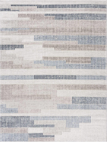 Brisa Living Room, Bedroom Area Rug - Striped Abstract Geometric Broken Tile - Contemporary Modern Minimalist
