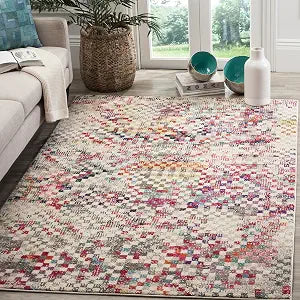 Monaco Collection Area Rug - 10' x 14', Grey & Multi, Boho Pixel Abstract Design, Non-Shedding & Easy Care, Ideal for