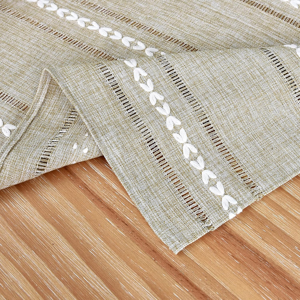 Rustic Farmhouse Embroidered Square Tablecloth Jacquard Striped Table Cloth Linen Texture Washable D
