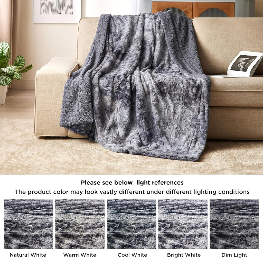 GentleSoft Fluffy Throw Blanket - Fleece Warm and Cozy Throw for Women Gift, Plush & Fuzzy Faux Fur Blanket, Tie Dye