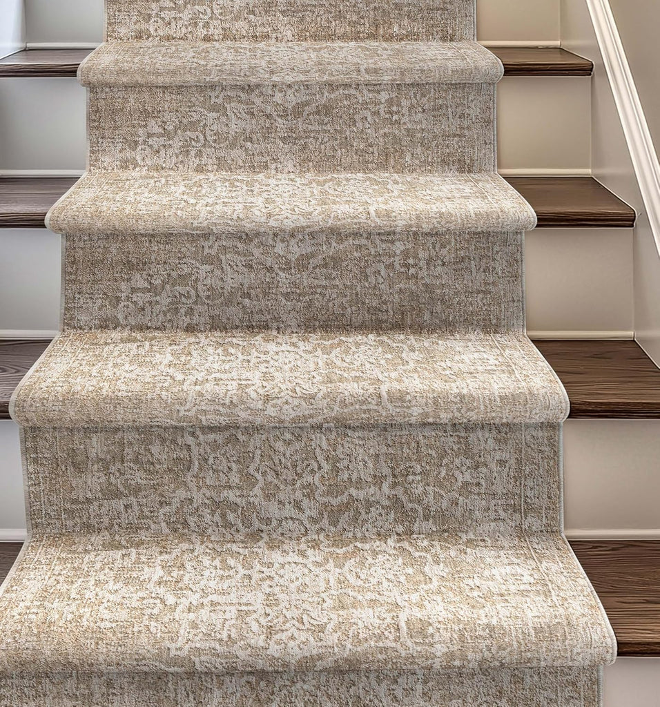 Ethos Harmony Beige Custom Length Hallway & Stair Runner, 31" x 6' - Dense 0.25" Low-Profile Pile, Stain-Resistant
